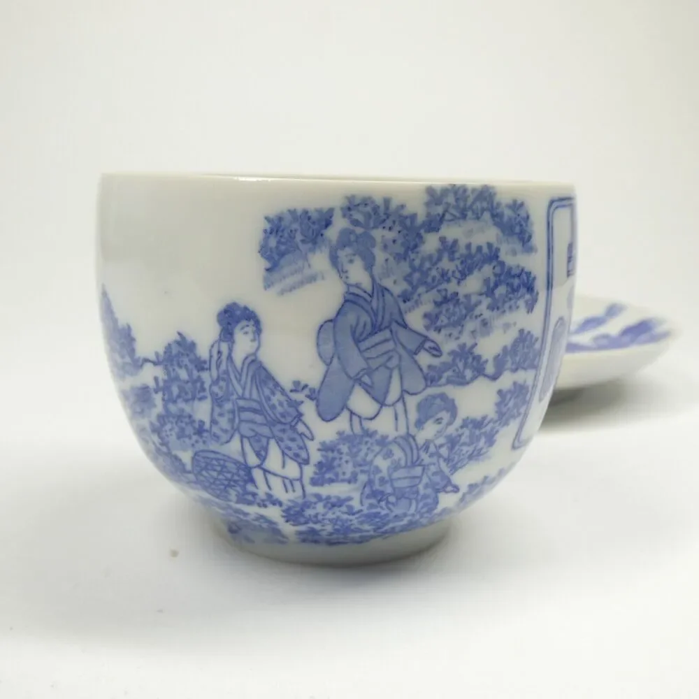 Malkin's Best Tea Cup & Saucer White Blue Porcelain Teacup Vintage